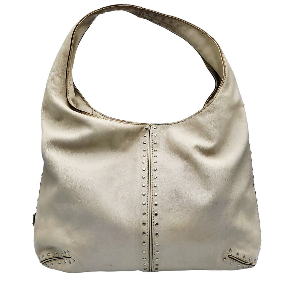 Y2K Michael by Michael Kors Cream Leather Studded Slouch Hobo Shoulder Bag